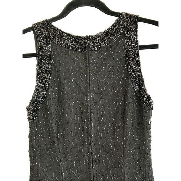 Lawrence Kazar Vintage Beaded Silk Lined Evening Dress Womens Black Size Small - Picture 6 of 10